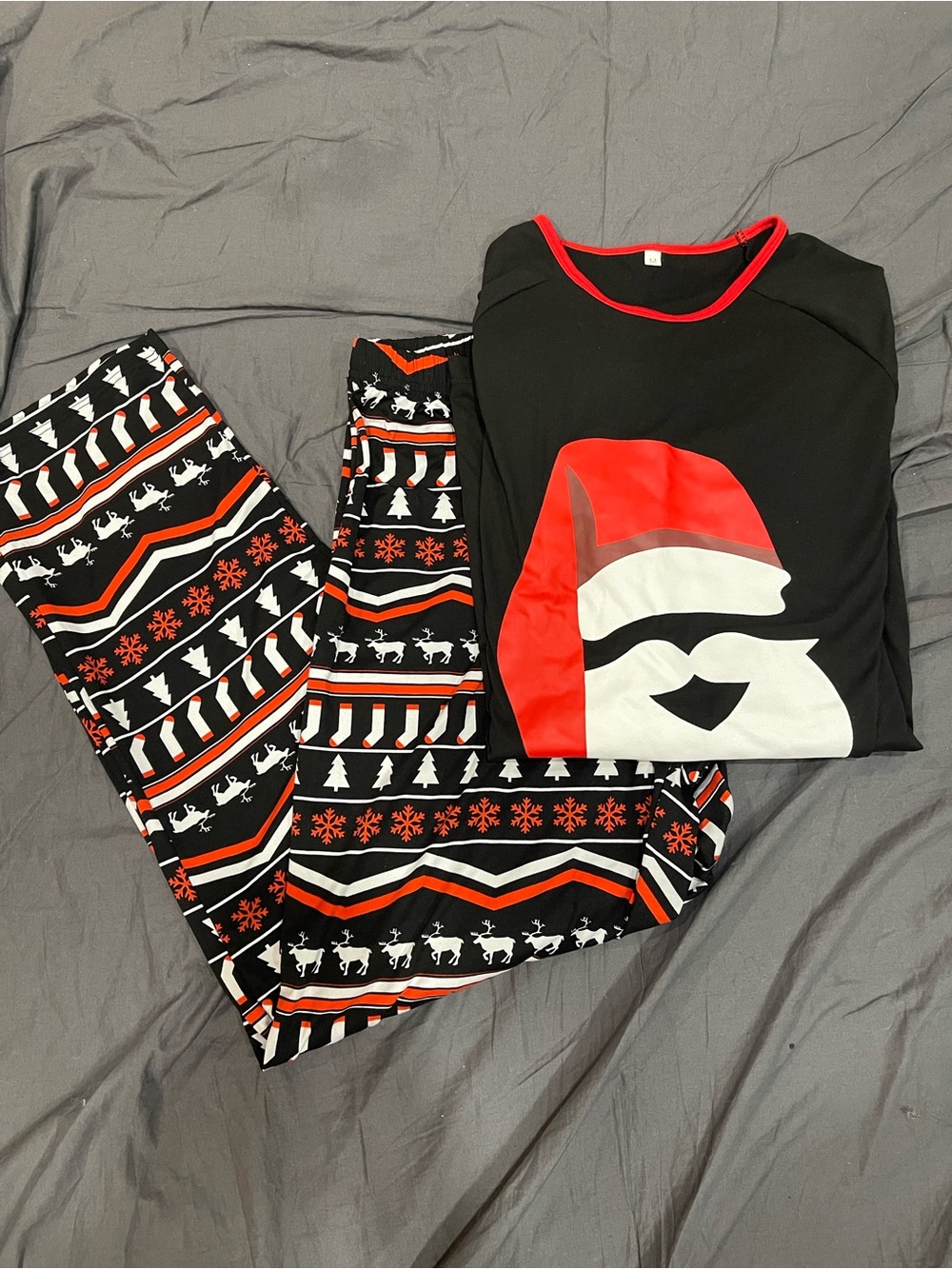 Christmas Santa Unisex Pajama Set - Black and Red